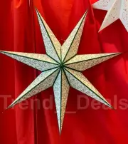 Ikea STRALA Star Light Pendant Table Lamp Shade Leaf Gold/Dot Pattern 35" LARGE