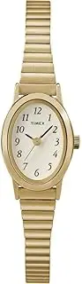 [Timex] Women's Cavatina Gold-Tone Stainless Steel Expansion Band T21872 Dress Watch, White, 18mm