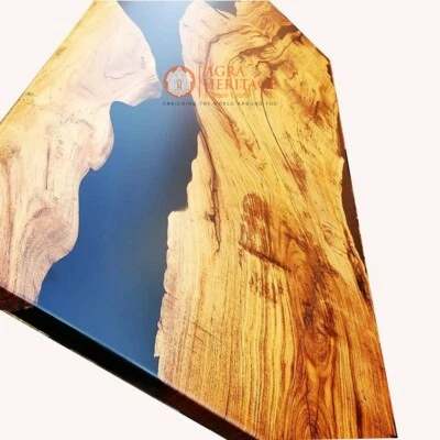 Black Resin Epoxy Cedar Acacia Wooden Dining Table Top Handmade Furniture Decors