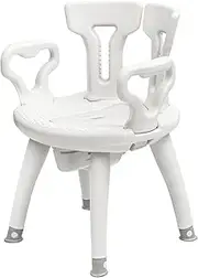 Shower Chair Bedside Heavy Duty 330 LBS Adjustable Bath Chair Shower seat with Liftable Armrests & Backrest. Raised Toilet Seat with Removable Commode Tools-Free Assembly, Lightweight Easy Clean