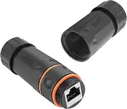 Cat6a RJ45 Network Waterproof Connector RJ45 8P8C Female to Female Ethernet Outdoor Sealed Coupler Extender IP68 Waterproof, with Shield M23, for Outdoor Network LAN Cabling PoE LED