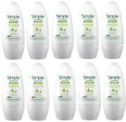 10 X 50ml Simple Soothing Anti Perspirant Deodorant Kind Skin Roll-On & Faster