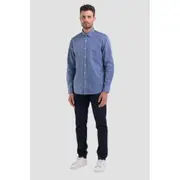 Replay Mens Plain Shirt Twill Long Sleeve w/ Pocket Blue