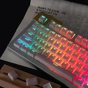 Mintcaps Keycaps, Crystal Jelly Pink Keycaps Shine Through Translucent Custom Keyboard Keycap Set 134Keys, OEM Profile Cute Key caps for 60%/65%/75%/80%/95%/100% Cherry Gateron MX Mechanical