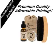 Beard Growth Kit - Beard Oil - Beard Balm- Wood Beard Brush - 8 Scents