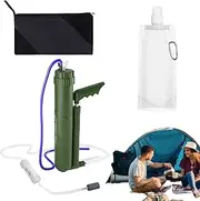 Portable Water Filter, Camping Water Purifier, Water Filter System, Hand Pump 0.0001 Micron Portable Water Filter, High Precision Survival Gear for Safe Drinking Outdoors, Large Water Purification