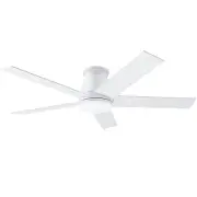 52" Ceiling Fan with Light, White Flush Mount 6 Speeds DC Reversible Motor, T...