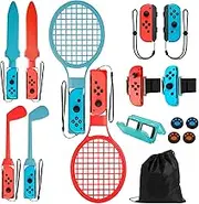 Switch Sport Zubehör, iulrtba 16 in 1 Switch Sport Set Bundle für Switch/Switch OLED Sport, Familien Zubehör Kit mit Beingurte, Tennisschläger, Golfschläger,Schwertern, Handgelenkschlaufen,Tragetasche