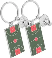 [Baluue] 2pcs Sports Ball Keychain Mini Basketball Court Keychain for Bags Keys and Backpacks Sports Valentine Day present Showcase Your Passion for Basketball