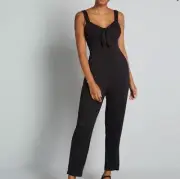 MODCLOTH Women’s Snazzy And Snappy Front Tie Black Jumpsuit NWT Plus Size 1X