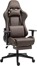 Computer Gaming Chair Recliner with Footrest and Massage Lumbar Support Office Chair High-back Ergonomic Video Game Chairs Racing Computer Chair with 360°-Swivel Seat and Headrest,One Size, Brown