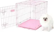 Carlson Pink Secure and Compact Single Door Metal Dog Crate, Small