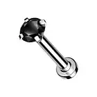 Black Diamond 2mm 14K White Gold 16G Internally Treaded Lip Labret Ear Stud