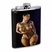 Egyptian Pin Up Girls D2 Flask 8oz Stainless Steel Hip Drinking Whiskey