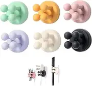 Silicone Toothbrush Holders - 6 Pcs Razor Hooks Adhesive Wall Mounted for Hanging Towel Key Plug Cable, Utility Decoration Hook Stick to Dorm Room Door Function for Kitchen Bathroom Home Office