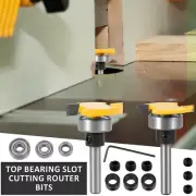 1/4inch Shank Slot Cutting Router Bits Set Carbide T-Shape Top Bearing丨