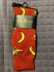 New Marc Ecko Men's Dress Casual Novelty Crew Socks Red with Bananas
