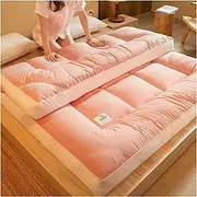 [Dremdo] Thick Futon Mattress Topper, Portable Mattress Single Futons Tatami Roll Mat Foldable Mattress, Soft Tatami Quilted Sleeping Pad Camping, Non-Slip And Breathable, for Home Dormitory,Pink,150x200cm