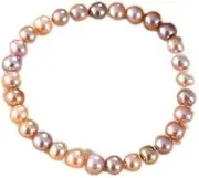 [ZLING] Natural Freshwater Pearl Multi Color Bracelet 925 Sterling Silver Button Fashion Jewelry For Women