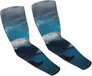 [FHEDVBN] Dolphins in the Ocean Arm Sleeves Compression Arm Covers for Men Women Outdoor Sun Sleeves Cooling Sports Sleeve, Black