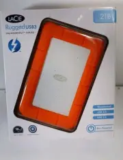 External Hard Drive LaCie Rugged Mini 2TB USB 3.0 in Orange/Silver - New