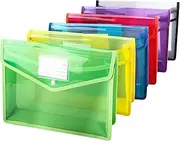 6 Pcs Document Wallets, A4 Undivided Labels and Perspective Plastic Wallets, Plastic Folder with Snaps for School Office Home
