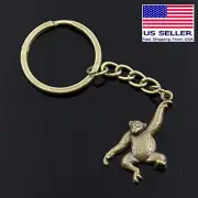 Monkey Chimp Zoo Ape Chimpanzee Vintage Bronze Charm Keychain Key Chain Fun Gift