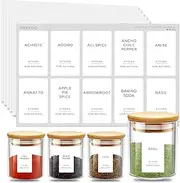 160 Spice Jar Labels, Prefdo Minimalist Preprinted White Sticker Black Text, Waterproof Seasoning Label Stickers for Pantry Spice Organization（White）