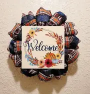 Fall Welcome Wreath - Autumn - Deco Mesh & Ribbon