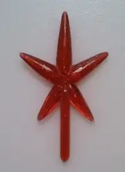 RED GLITTER TOPPER Ceramic Christmas Tree SMALL STAR 1" WIDE VINTAGE