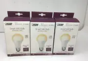 3 NEW Feit Electric Smart WiFi LED Dimmable 60W Bulb Soft White Alexa Google