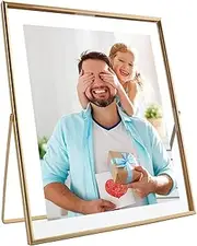 [AhaGo] Gold Floating Photo Frame (10x12 Inches, Vertical), For Photo 10x12, 8x10, 6x8, Adjustable Tabletop Shelf Photo Frame, Classy For Festival, Home or Wedding Decoration…