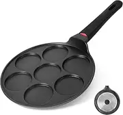 CAINFY Pancake Pan Maker Nonstick Induction Compatible, 10.5 Inch Mini Non Stick Silver Dollar Grill Blini Griddle Crepe Pan,7 Molds Cake Egg Cooker Skillet for Kids Gifts