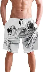 [XYMZR] Frog Peek Black White Men's Swim Trunks Quick-Dry Bathing Suit Swimming Board Shorts S