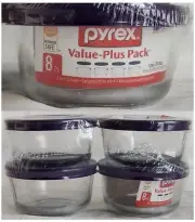 PYREX SIMPLY STORE 8 PC. VALUE-PLUS PACK - BRAND NEW/FACTORY SEALED - 1 CUP EA.