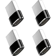 4 Pack USB A 3.0 to USB C Adapter Charger Converter for Apple Watch Ultra iWatch, iPhone, AirPods, iPad Air, Samsung Galaxy - Black