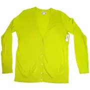 Amazon Essentials Womens Size M V-Neck Cardigan Sweater Lime Green