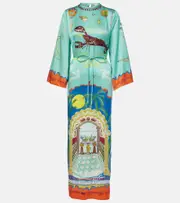 [Alemais] Alémais Surrealist silk midi dress UK 10 multicoloured