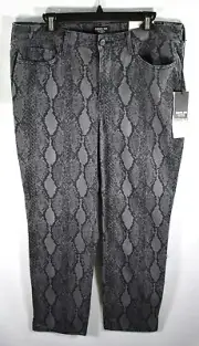 New NYDJ Curves 360 Slim Straight Jeans Ankle Slits Diamondback Gray Sz 16 $129