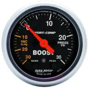 Autometer Sport-Comp Boost/Vacuum Gauge Electric With Peak - 30 inHg/30 PSI, 2 1/16 Inch, Full Sweep, AU3377