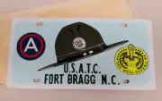Vintage 1960s US Army Fort Bragg License Car Tag - SOLID STEEL!!