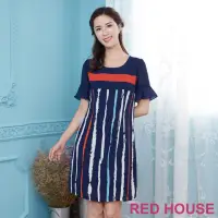 在飛比找momo購物網優惠-【RED HOUSE 蕾赫斯】撞色直條紋洋裝(藍色)