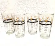 4 VTG Libbey MIXED DRINK RECIPE GLASS Retro Barware BARTENDER Cocktail Party