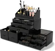 Makeup Cosmetic Organizer Storage Drawers Display Boxes Case w/12 Drawers- Black