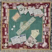VTG NOS RARE HTF MONOPOLY Franklin Mint Throw Blanket Monopoly Afghan 42”x 43”