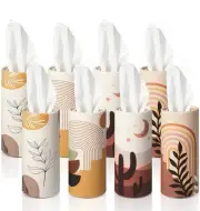 8 Pack Car Tissues Cylinder Holder with 3 Ply Facial Bulk Boho Warm Travel Boxes