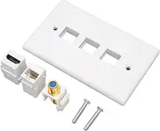 SPYMINNPOO HD Multimedia Interface Wall Plate, Neat Appearance Rustproof Multifunction Plug and Play 3 Port Wall Plate for Streaming Video Player for Computers