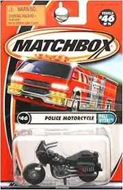 Matchbox 1999-46/75 Pull Over BLACK Police Motorcycle 1:64 Scale