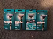 4 PACK Gillette Mach3 Men's 1 Razor + 2 Cartridges