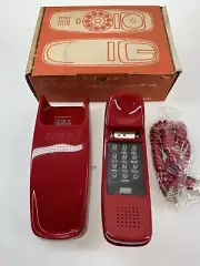 Vtg SLENDERET Push Button Dial RED Desk/Wall NIB Princess Trimline Box NEW